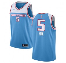 Mænd Trøje Sacramento Kings De'Aaron Fox 5 2018-19 The City Blå Swingman