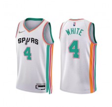 Mænd Trøje San Antonio Spurs Derrick White 4 2021-22 City Edition Hvid Swingman