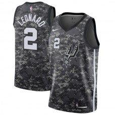 Mænd Trøje San Antonio Spurs Kawhi Leonard 2 2017-18 The City Camo Sort Swingman