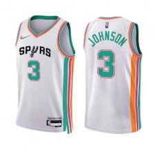 Mænd Trøje San Antonio Spurs Keldon Johnson 3 2021-22 City Edition Hvid Swingman