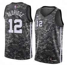 Mænd Trøje San Antonio Spurs LaMarcus Aldridge 12 2017-18 The City Camo Sort Swingman