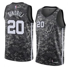 Mænd Trøje San Antonio Spurs Manu Ginobili 20 2017-18 The City Camo Sort Swingman