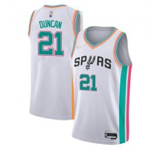 Mænd Trøje San Antonio Spurs Tim Duncan 21 2021-22 City Edition Hvid Swingman