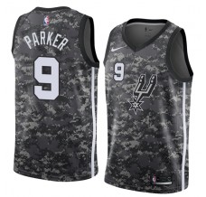 Mænd Trøje San Antonio Spurs Tony Parker 9 2017-18 The City Camo Sort Swingman