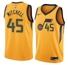 Mænd Trøje Utah Jazz Donovan Mitchell 45 2017-18 Gul Swingman