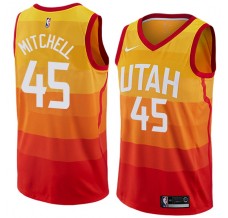 Mænd Trøje Utah Jazz Donovan Mitchell 45 2017-18 The City Orange Swingman