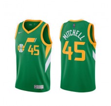 Mænd Trøje Utah Jazz Donovan Mitchell 45 2020-21 Earned Edition Grøn Swingman