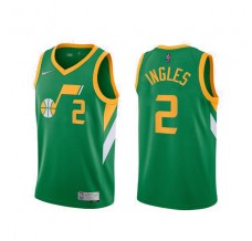 Mænd Trøje Utah Jazz Joe Ingles 2 2020-21 Earned Edition Grøn Swingman