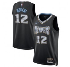 Memphis Grizzlies Ja Morant 12 Mænd Trøje 2022-23 City Edition Sort Swingman