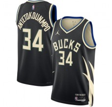 Milwaukee Bucks Giannis Antetokounmpo 34 Mænd Trøje 2022-23 Statement Edition Sort Swingman