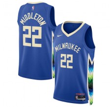 Milwaukee Bucks Khris Middleton 22 Mænd Trøje 2022-23 City Edition Royal Swingman