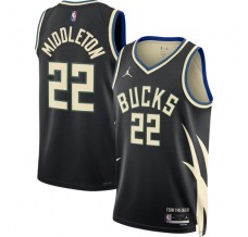 Milwaukee Bucks Khris Middleton 22 Mænd Trøje 2022-23 Statement Edition Sort Swingman